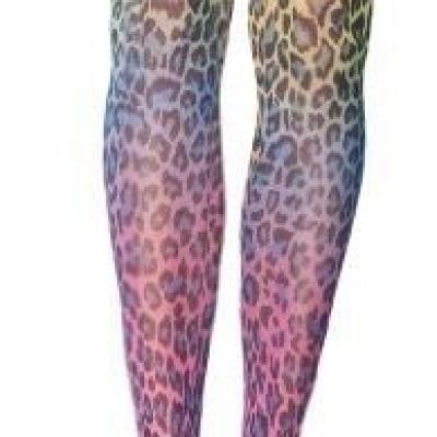 Leg Avenue 7280 Women's Rainbow Leopard Print Footless Tights Classic Regular